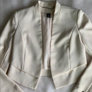 White House Black Market, cropped cream jacket.